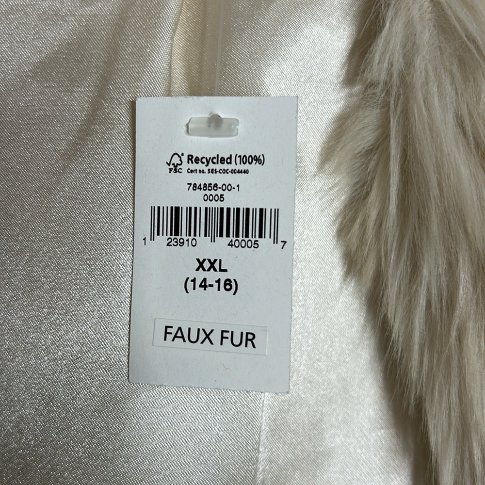 Gap White Ivory Cream Girls Faux Fur Jacket Coat size 14/16. XXL. NWT - Picture 7 of 9